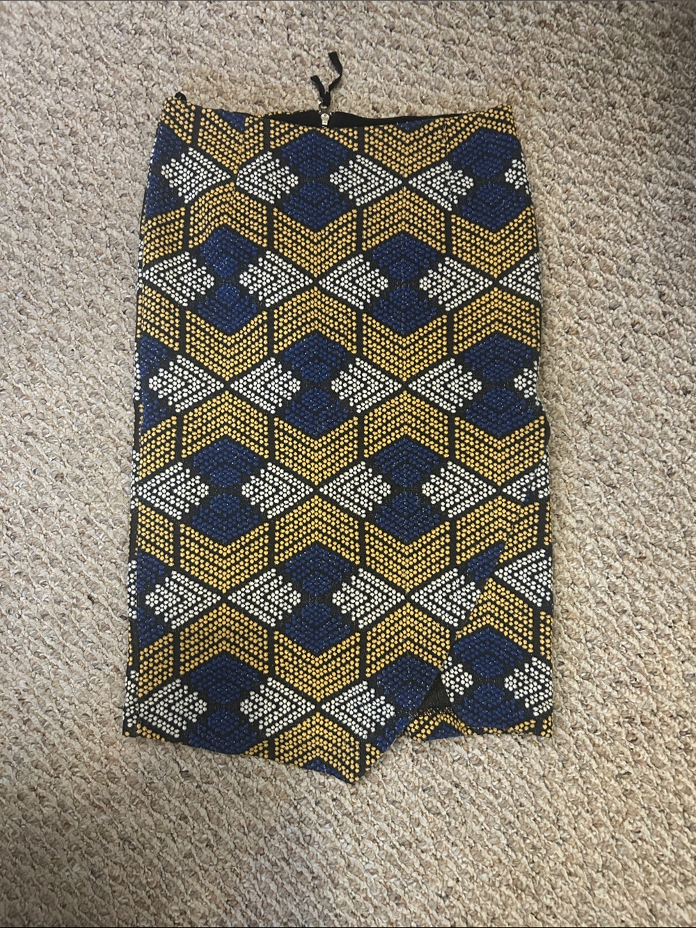 Mauve, size 2 Geometric Print Pencil Skirt in Navy, Mustard & White